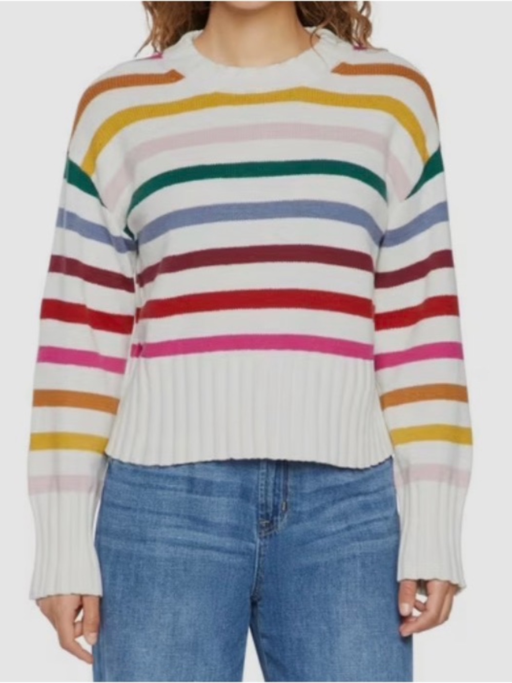 NWT GAP Soft Knit White Multicolor Stripe Ribbed Sweater Size Small